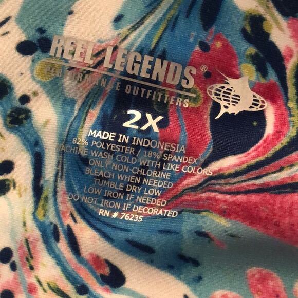 Reel Legends Watercolor Swirl High Waisted Cropped Length Swim Legging Size 2X - Picture 8 of 8